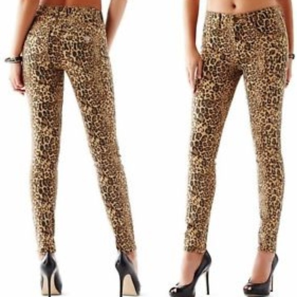 New Guess Skinny Jeans with Drew Leopard Print - Picture 1 of 6